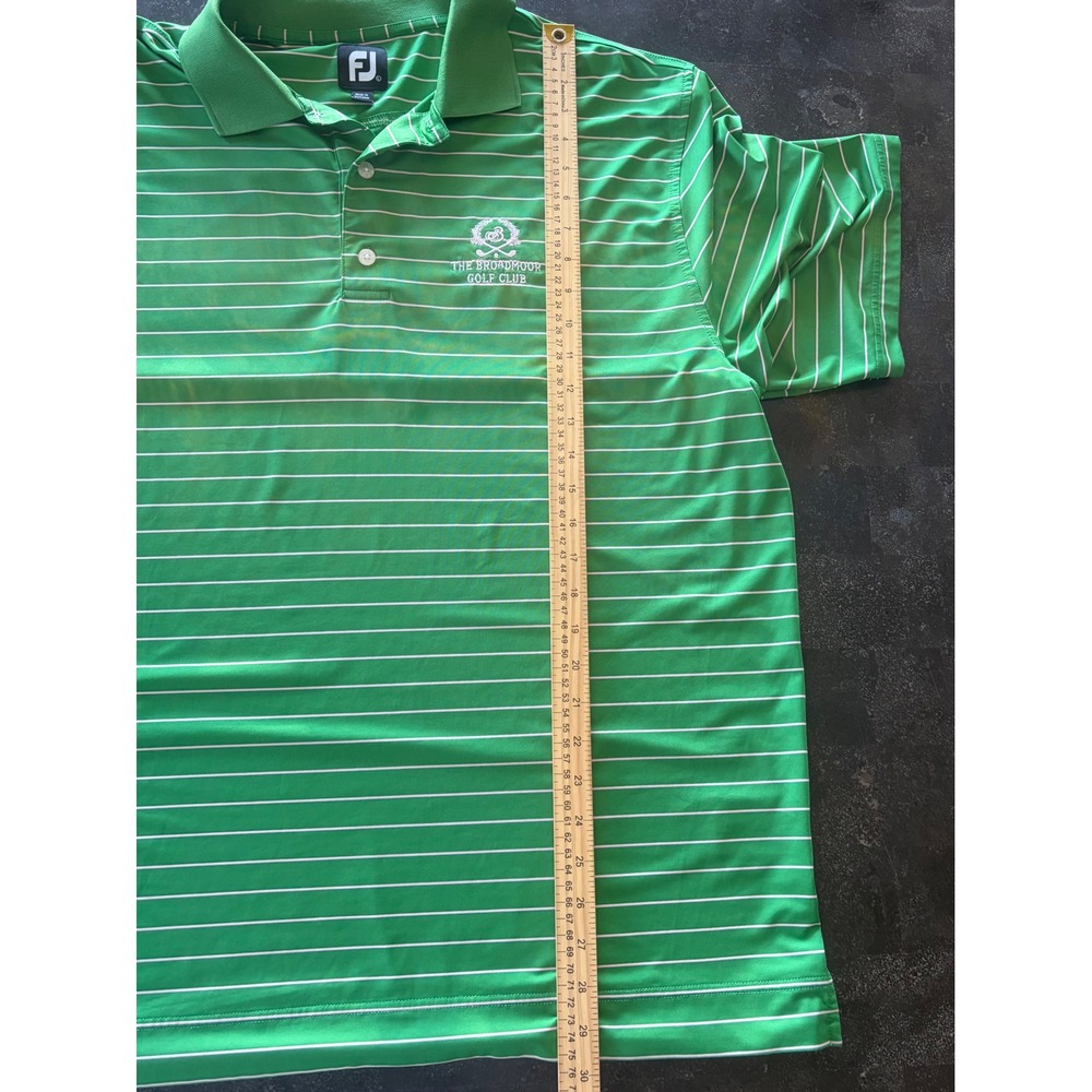 FootJoy Broadmoor Golf Club Polo Shirt Mens Large Green Striped ProDry L - Picture 8 of 8